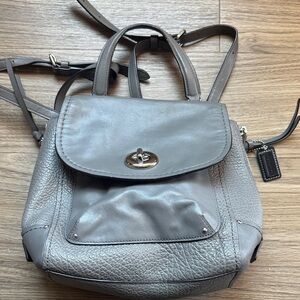 Coach Gray Leather Backpack